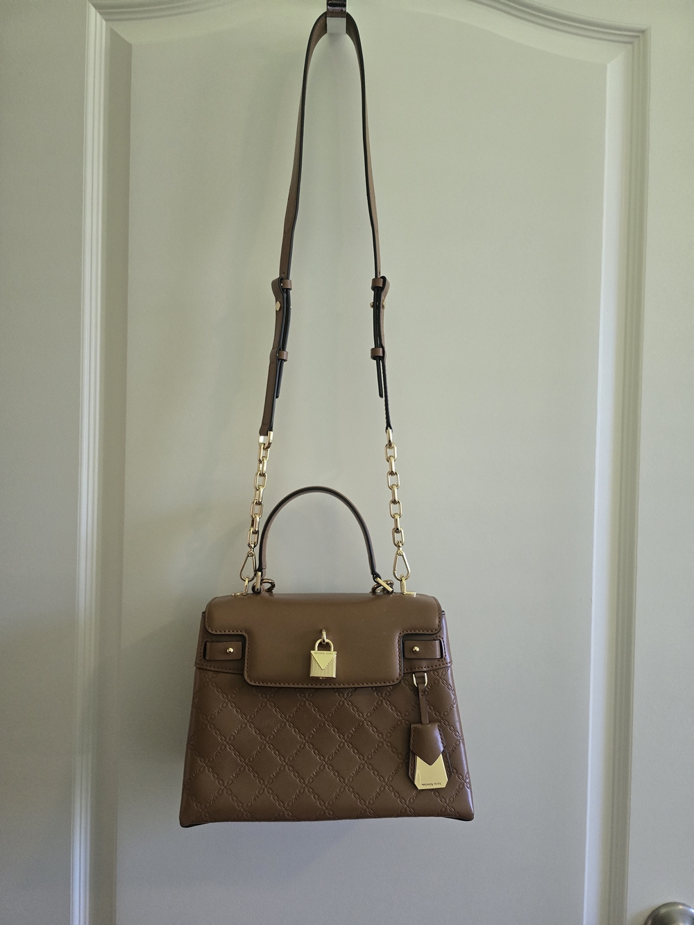 Michael Kors Brown Quilted Satchel with Gold Accents